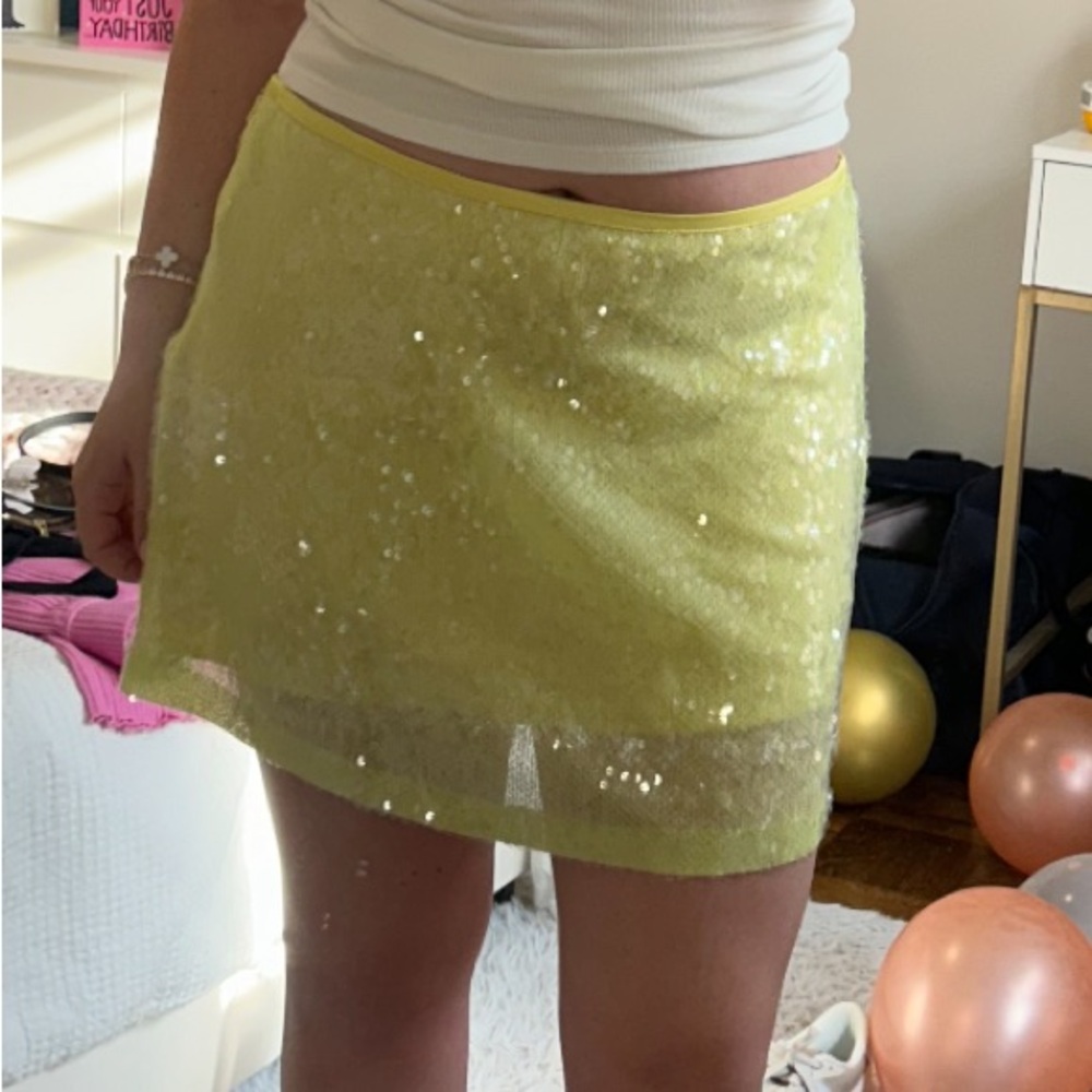 Zara yellow sequin Mini Skirt
